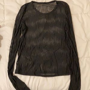 Long sleeve striped black see through shirt